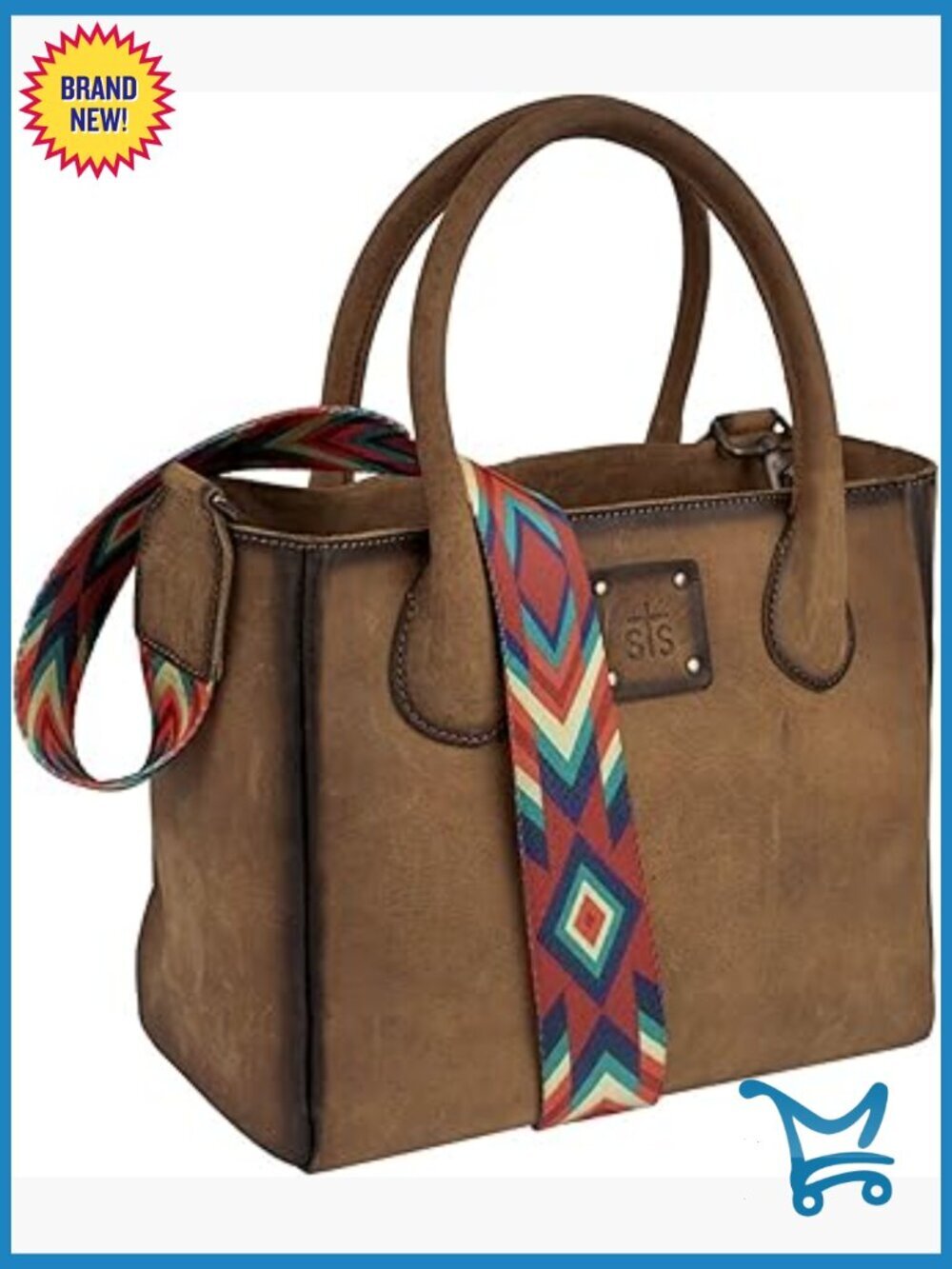 Genuine Leather Satchel with Removable Straps, 13x9.5x6 Inches